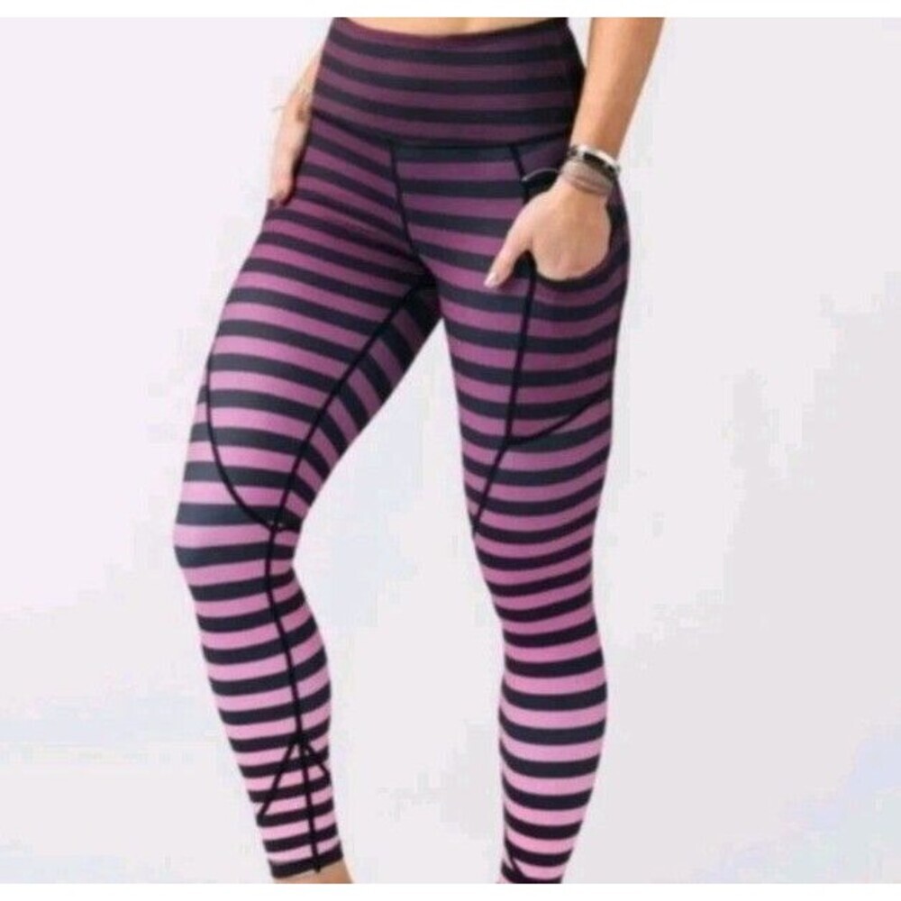 ZYIA Ombre Stripe Pocket High Rise Stretch Light n Tight Leggings Sz 2 - Picture 2 of 8